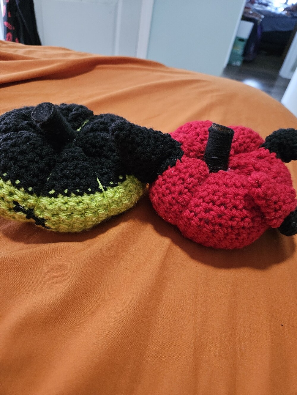 Handmade Crochet Pumpkin Set - Frankenstein And Dracula